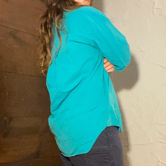 Vintage Teal Oversized Button Down - Picture 5 of 10